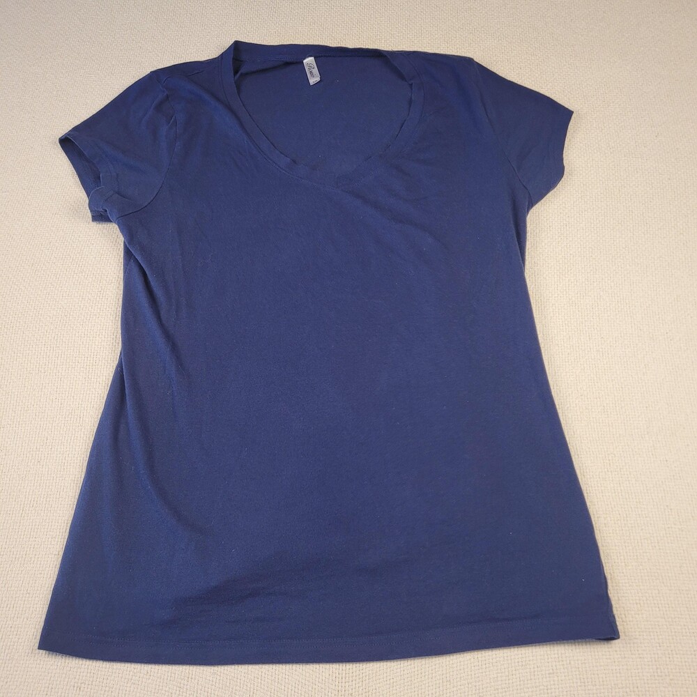Rosio Shirt Womens 2X Blue Jersey V Neck Short Sleeve Stretch Tee T-Shirt Top
